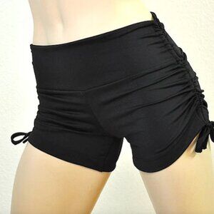 Black Compression Hot Yoga Fitness Short - Wide Waistband Short- Made in USA NEW